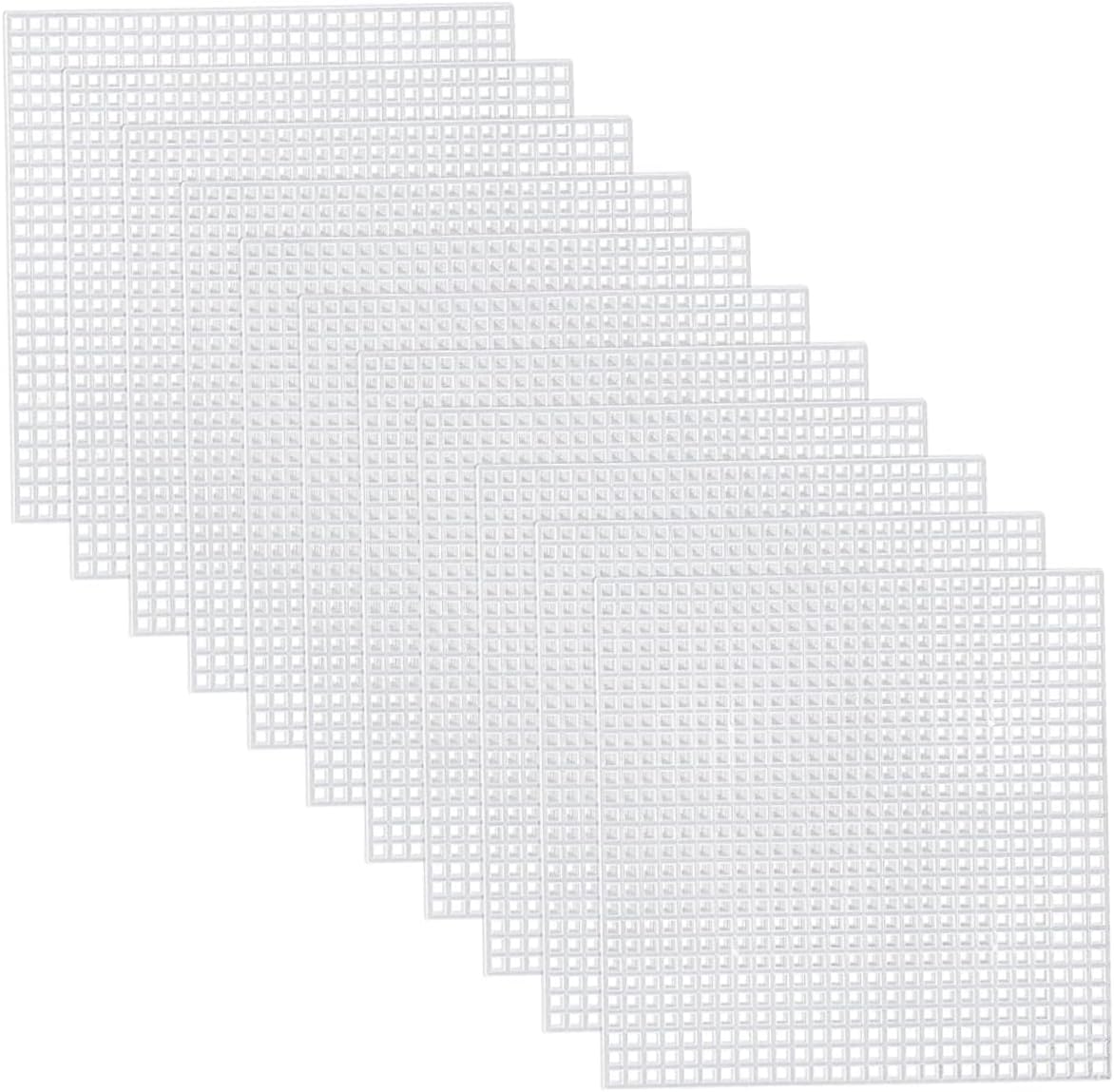 KAILIKETIY 30pcs Square Mesh Plastic Canvas Sheets for Cross- Embroidery and Crafting Projects White Plastic Mesh for Easy Cutting and