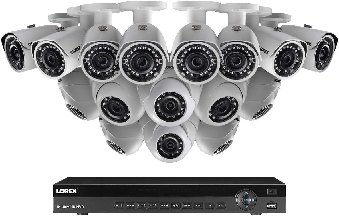 Lorex 4K 16 Channel 4MP 16 Camera Security System NR9163 3TB HDD 8 4MP LNB4173B Bullet Cameras 8 4MP LNE4172B Dome Cameras with Color Night Vision
