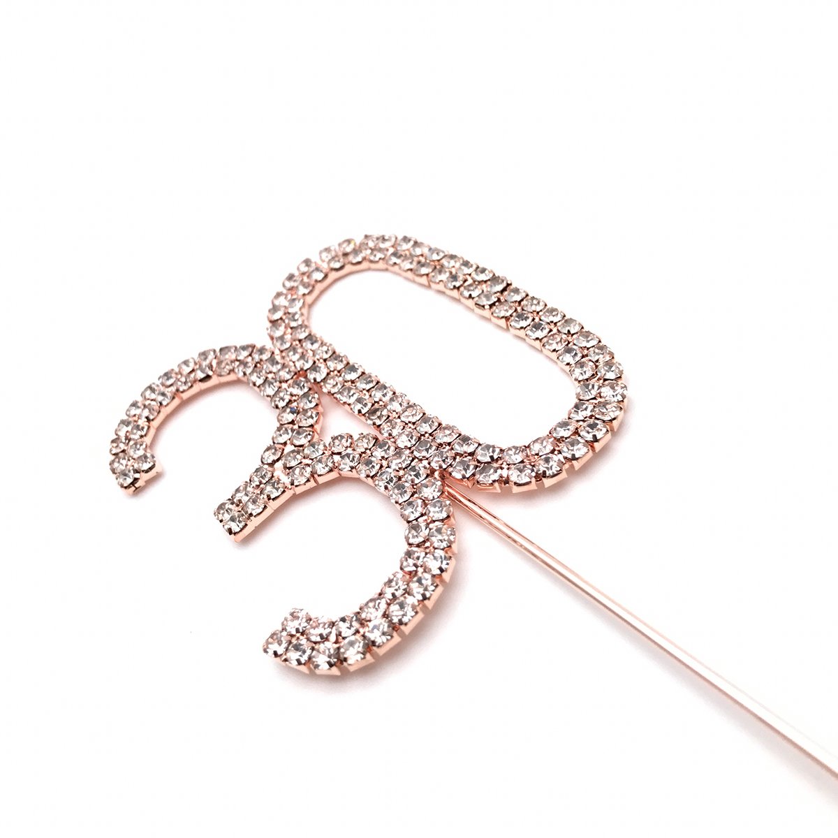 World of Sparkles 6cm Cake Toppers with Silver Diamante Rhinestones Diamonds and Rose Gold Base for Anniversary, Birthday Kids Children Adults Party