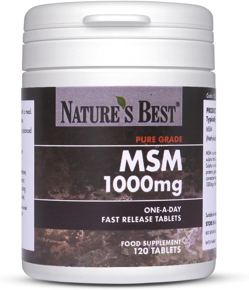 Pure MSM 1000mg Fast-Release Tablets - Natural Source, Non-Toxic & Long-Term Safe - Taste-Free, One-a-Day Formula - UK Made - 120 Tablets (4 Months' Supply)