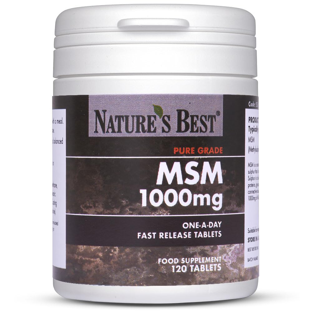 Nature's Best Pure MSM 1000mg Fast-Release Tablets - Natural Source, Non-Toxic & Long-Term Safe - Taste-Free, One-a-Day Formula - UK Made - 120 Tablets (4 Months' Supply)