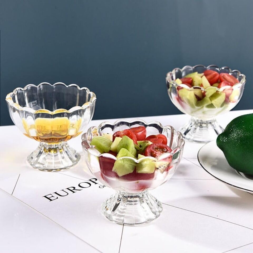 Brezzycloud Exquisite Glass Ice Cream Bowl Set of 12 - Premium Dessert Bowls for Serving and Enjoying Your Favorite Frozen Treats (120Ml)