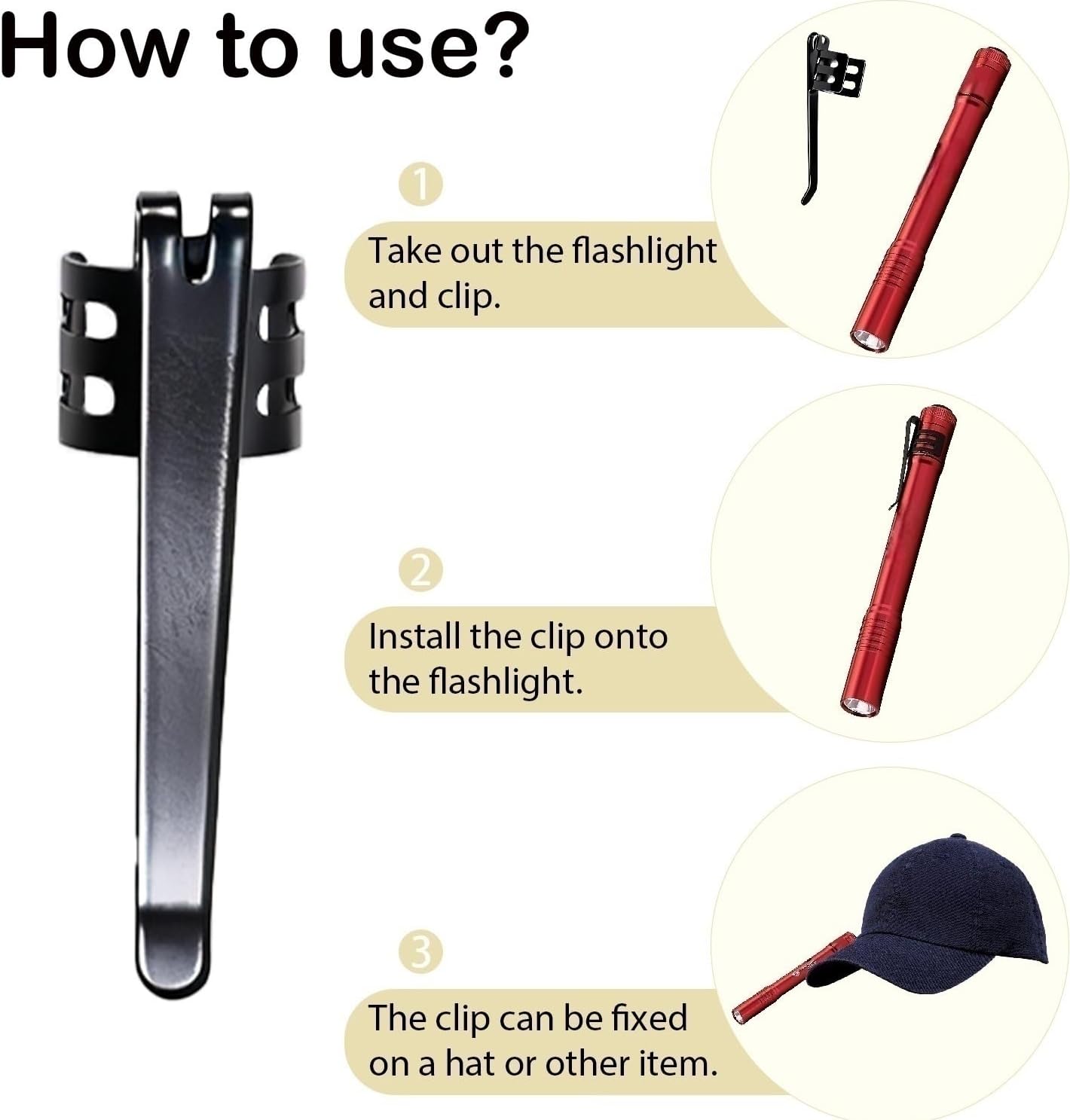 Flashlight Clips Replacement for Streamlight Stylus Pro and Microstream Penlight Hand Flashlights Pocket Clips 10-Pack