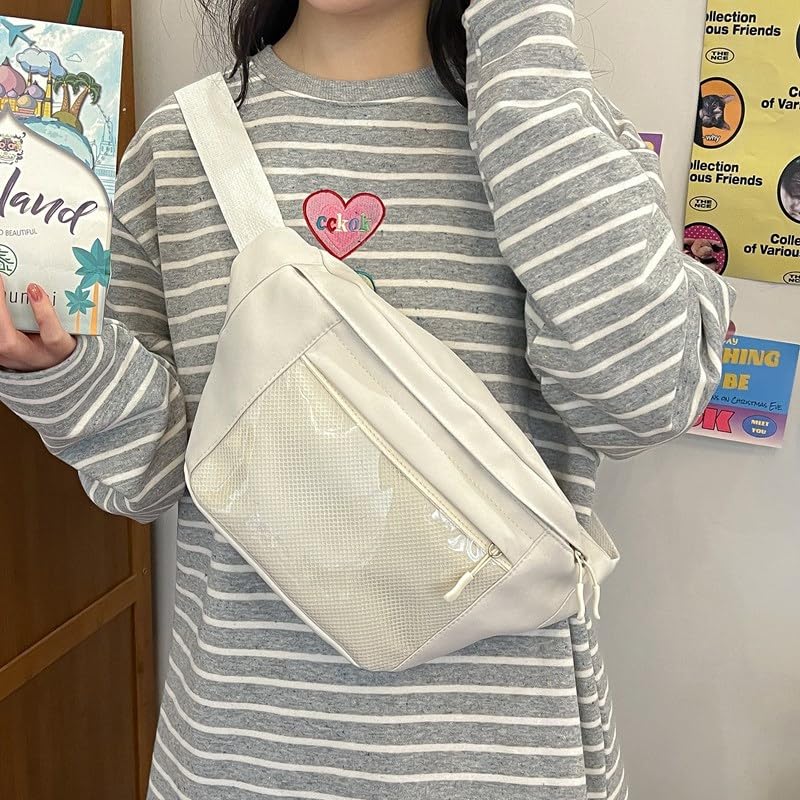 Crossbody Chest Bag Fashion Large Capacity Sling Shoulder Pack Casual Travel Daypack Lightweight (Beige)2