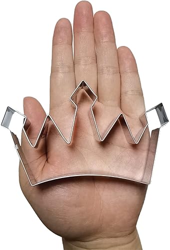 Miniatura 2 de Cortador de galletas en forma de corona de gran tamaño, cortador de galletas de acero inoxidable para reinareypríncipeprincesa, 4.4 pulgadas (modelo