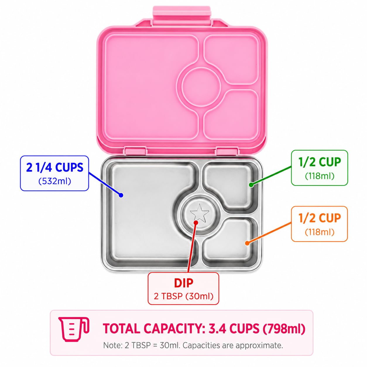 Yumbox Prêt Boîte à bento en acier inoxydable avec couvercle anti-fuite, plateau adapté aux sandwichs (Versailles Rose)