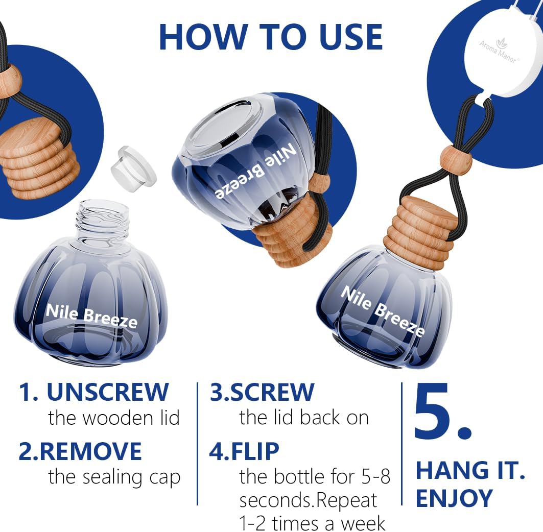 6 Bottles of Car Perfume - Car Smell Air Freshener - Gift Set - Long Lasting Fragrance for Auto and Home | Auto Air Freshener, Perfect for Hanging - Cool Essential Oil Set Collection