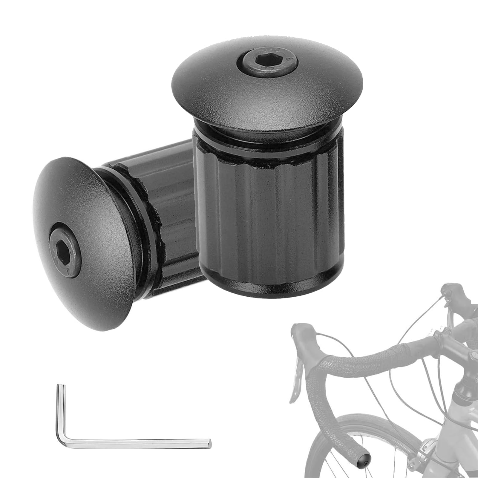 OUKENS Bicycle Bar Ends, One Pair Bicycle Aluminum Alloy Expansion Bar Plugs Handlebar End Cap Adjustable Locking Cap for Bike(Black)
