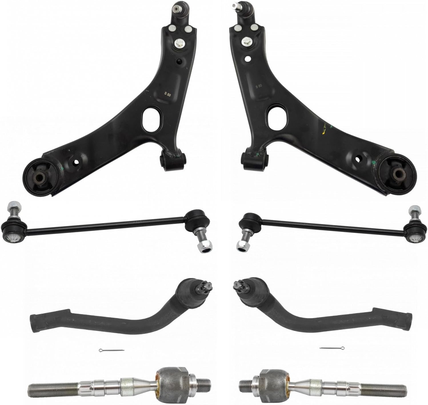 TRQ Front Steering & Suspension 8-Piece Kit with Control Arms and Ball Joints