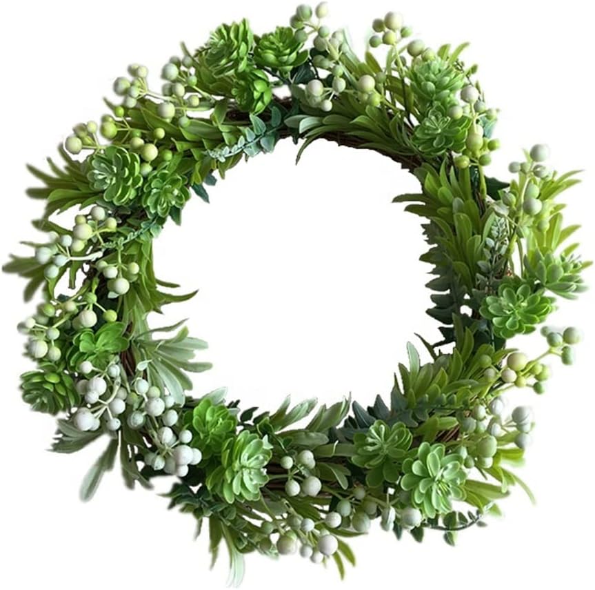 14 Inch Succulent Plant Base Garland Wreath for Spring Season Decoration Door Wreath