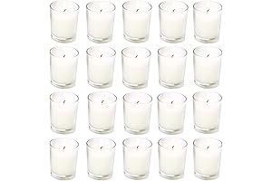 Scented Votive Candles - 20 Pack Warm White Unscented Clear Glass Filled...