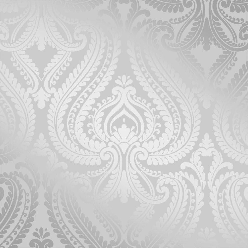 Shimmer Damask Wallpaper Soft Grey/Silver (ILW980043)