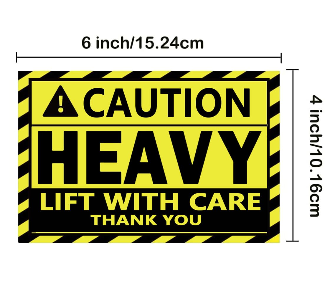Caution Heavy Sticker,4x6inch Larger Heavy Handle with Care Warning Sign Yellow Heavy Special Handling Warehouse Pallet Labels for Shipping and Packing ?100 Pcs?