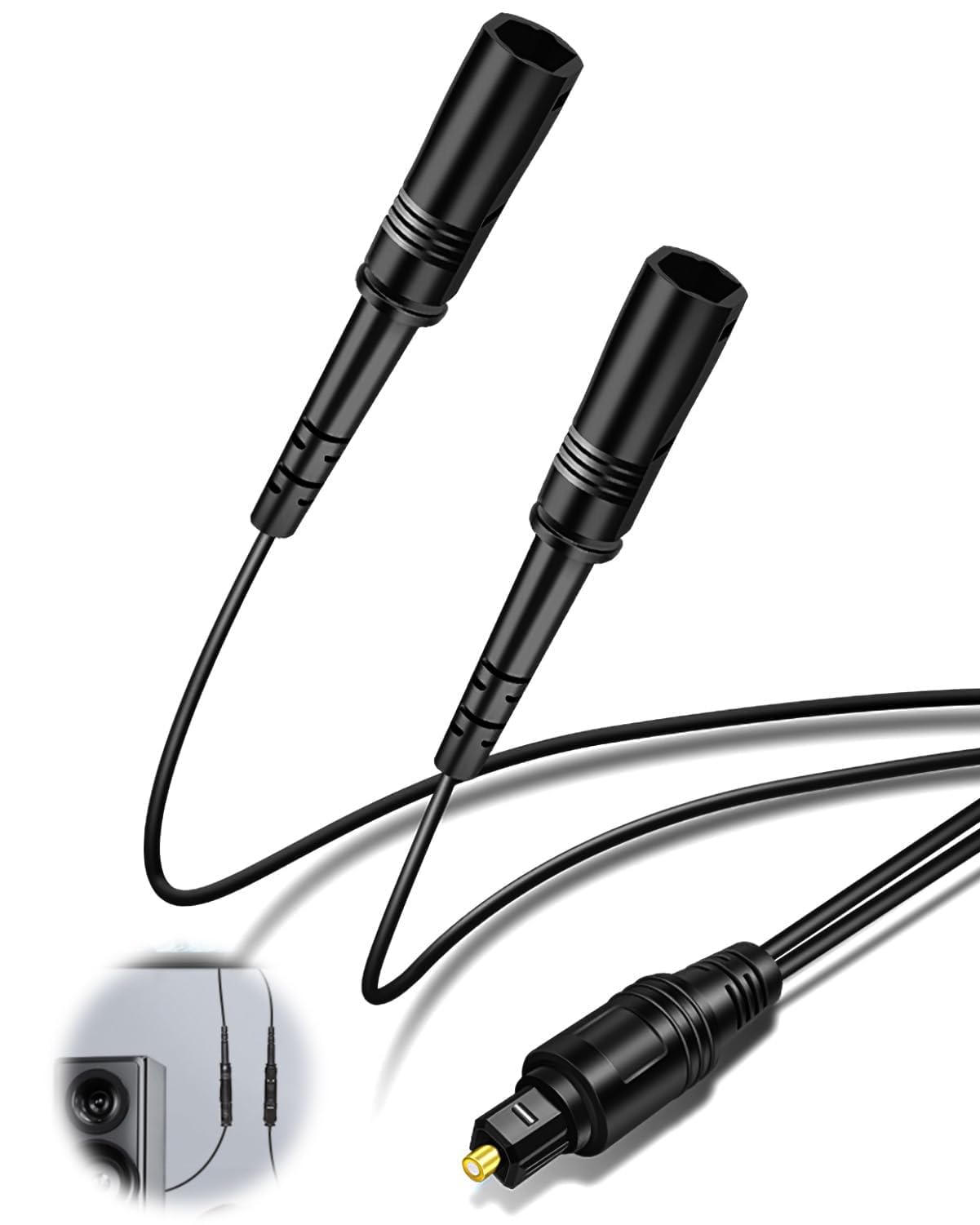 Cavo Ottico TOSLINK Digitale 2 Metri, Audio Ottico Per Soundbar, TV, Home Theater, PS4, Xbox, Connettori Placcati Oro, Rivestimento Intrecciato, Garanzia 12 Mesi