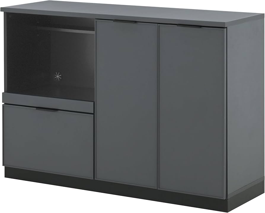 Amazon｜レンジボード 120幅 レンジ台 食器棚 グレー キッチン収納