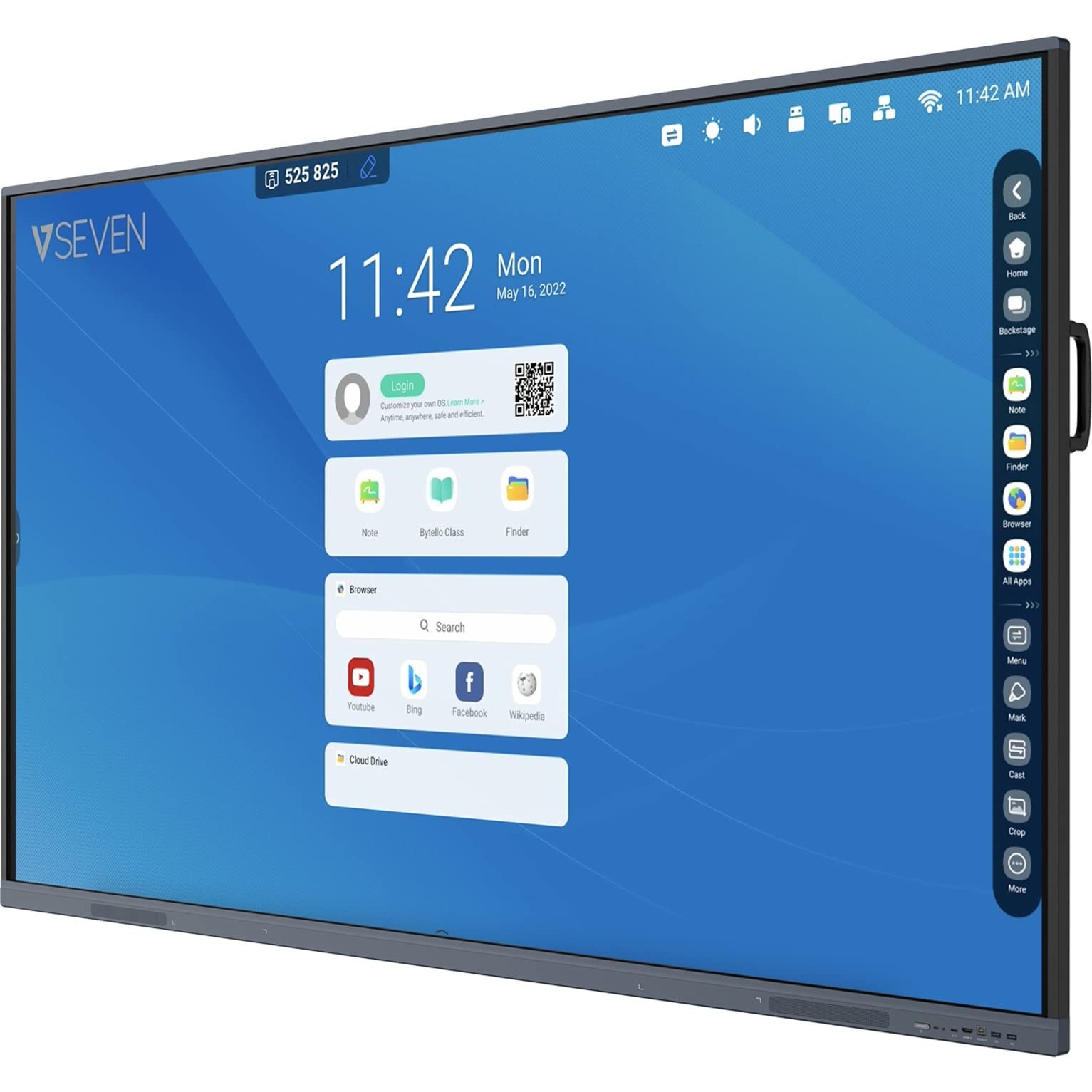 V7 IFP7501-V7 Interactive Flat Panel (IFP) -75 Inch 4K Android 11 Display 4GB/32GB with Wi-Fi and wall mount