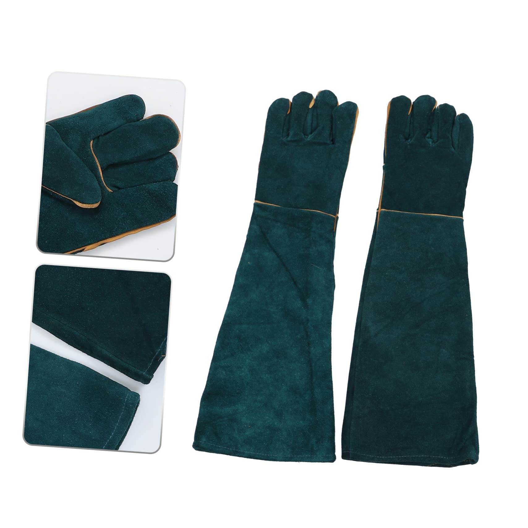 Yardwe 2 Piezas Guantes Anti-mordedura Crawler Guantes Antideslizantes Guantes de protección para Reptiles Mascota Tocar Estuche Protector Guantes de Entrenamiento Cuero
