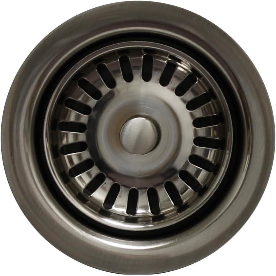 HomeStock Sink Waste Disposer Trim & Basket Strainer - 3 1/2 Inch Brushed Nickel