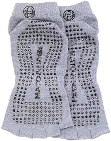 Mato & Hash Toeless Half Toe Yoga Socks With Grip Grey S/M image 4