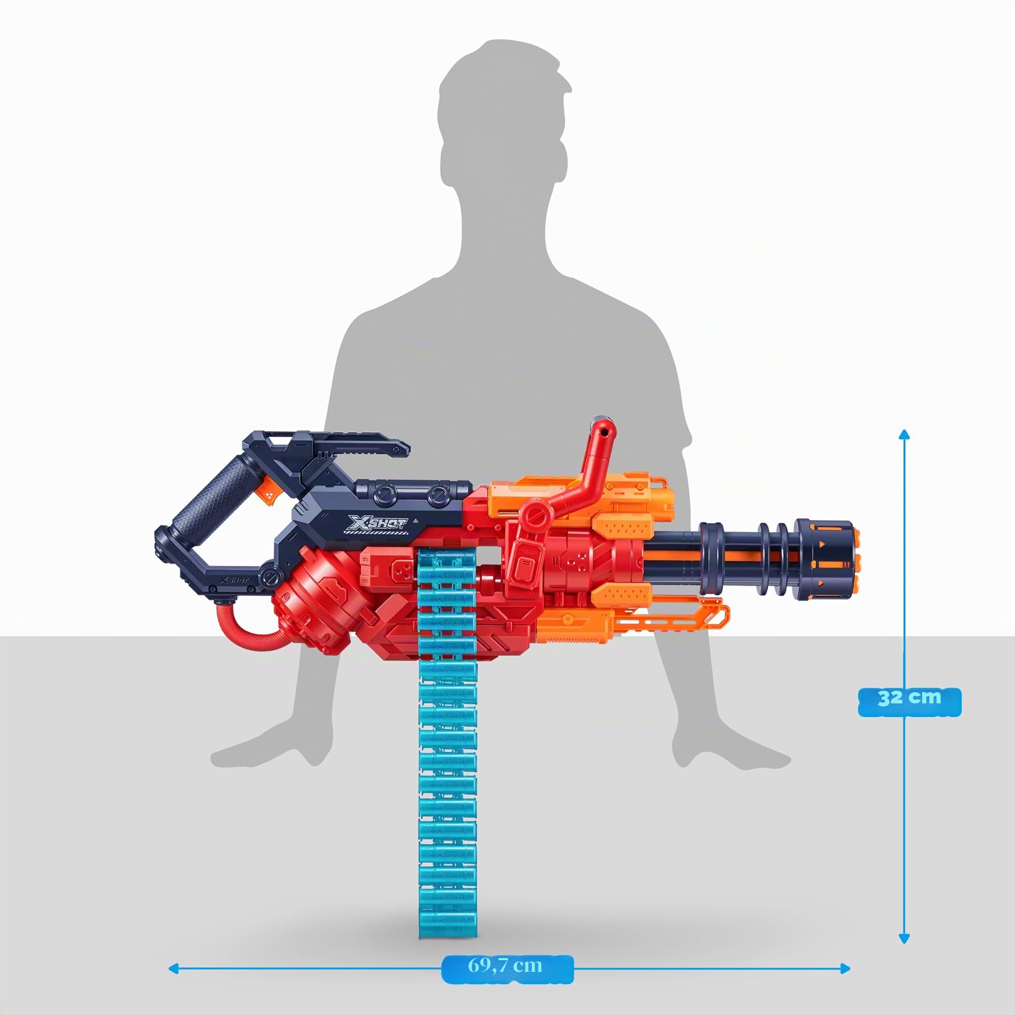XShot Excel Crusher Foam Dart Blaster (35 Dart Belt, 48 dardi), Red Toy Blaster