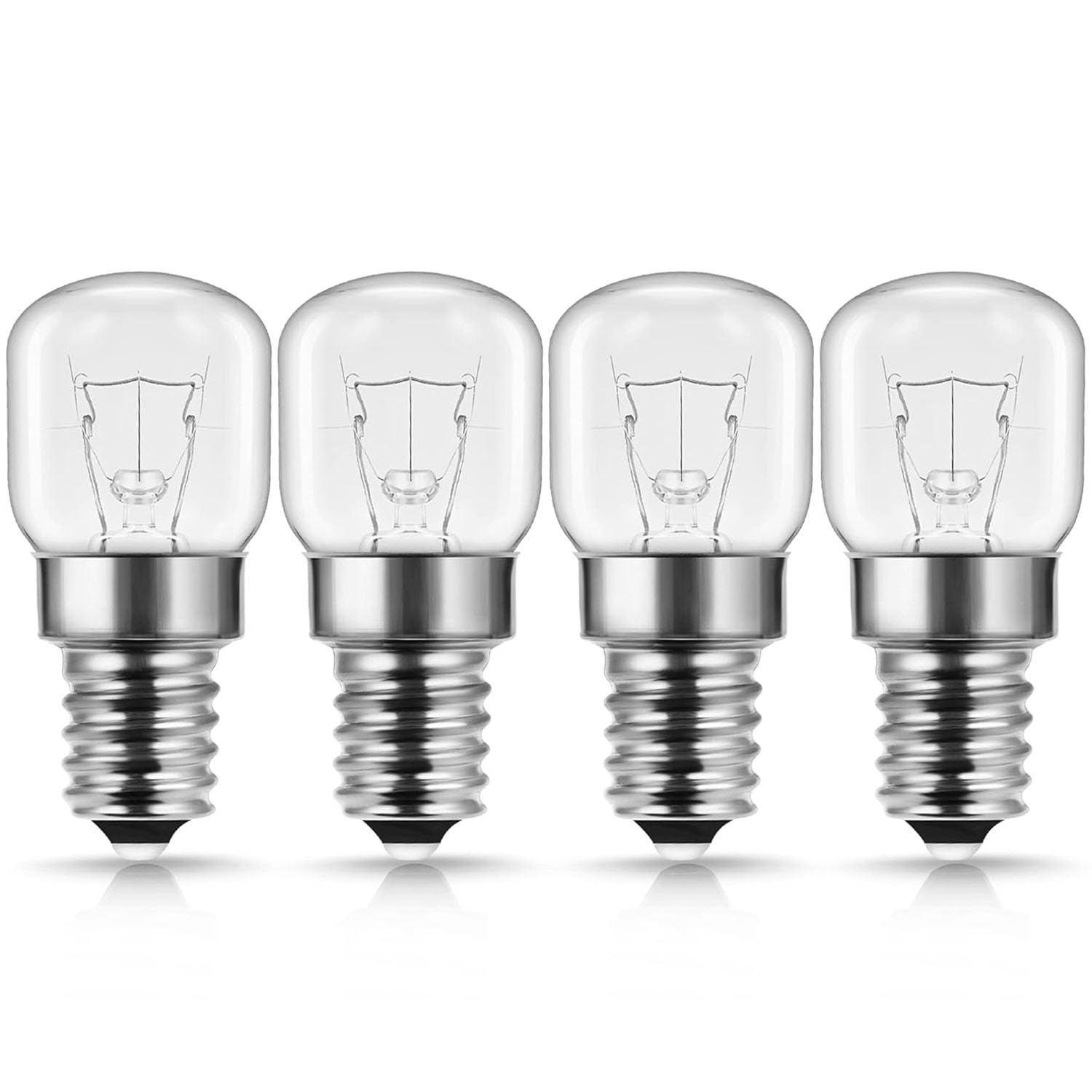 Pack de 4 Bombillas - E14, 15W, 2700K Blanco Cálido - Regulables, Aptas para horno, Microondas, Lámparas de Sal