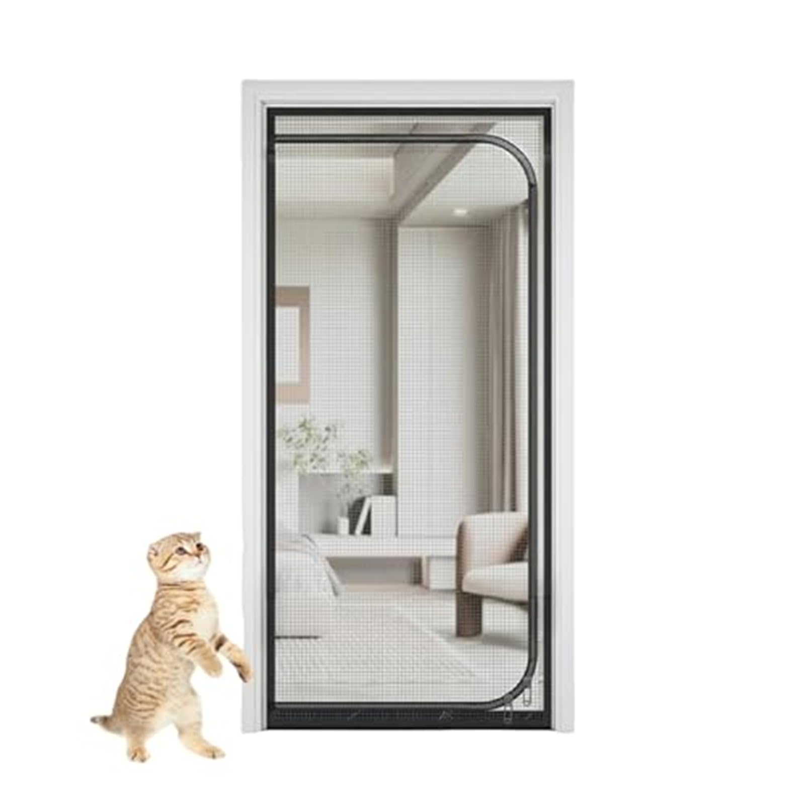 Barrière pour chat anti-moustique pour porte grillagée
