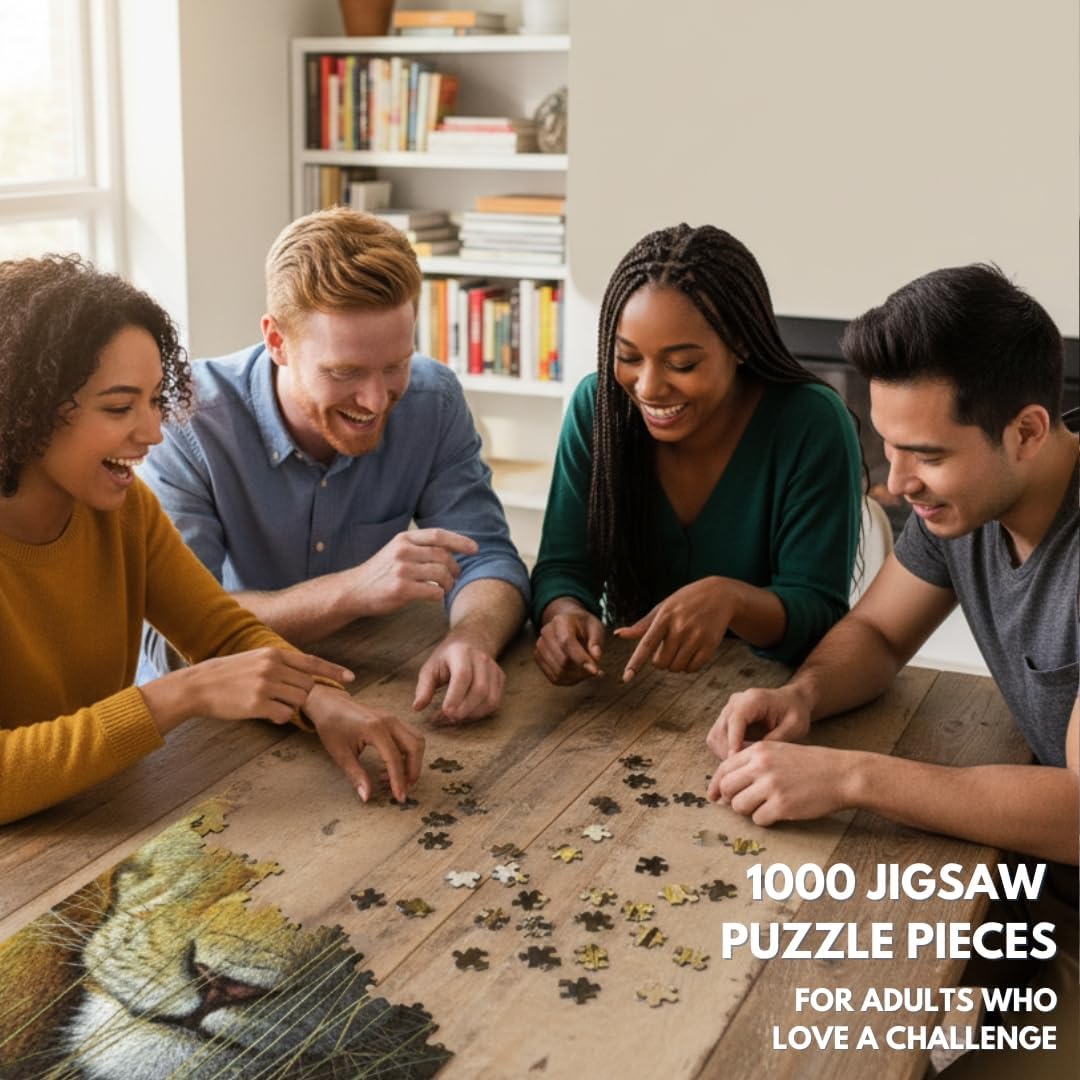 Lion Jigsaw Puzzle for Adults 1000 Pieces | Return of the King by Edward Spera | Rule 1 Collectible Tin | Wildlife Art Gift