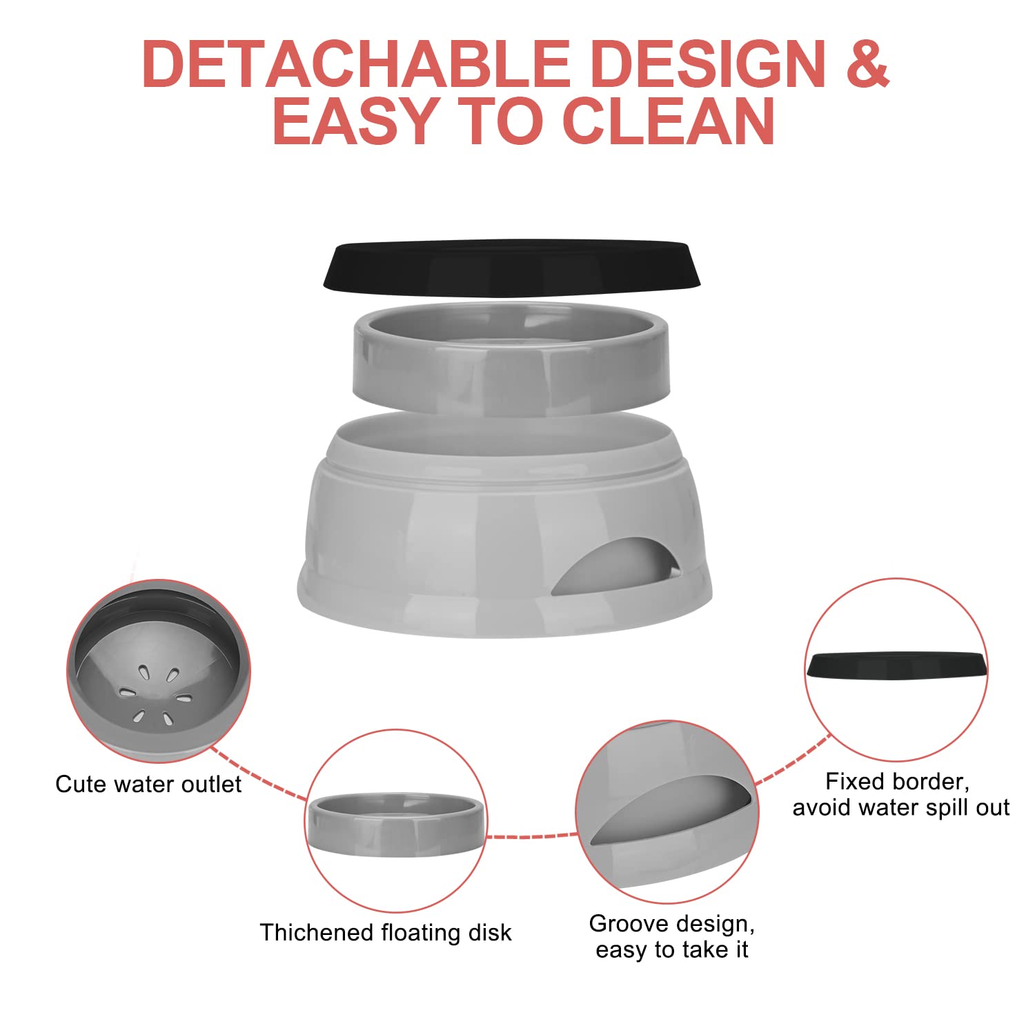 Pet Floating Water Bowl, Anti-Overflow Slow Drinking Dog Bowl, Portable Travel Dog Water Bowl - Image 3