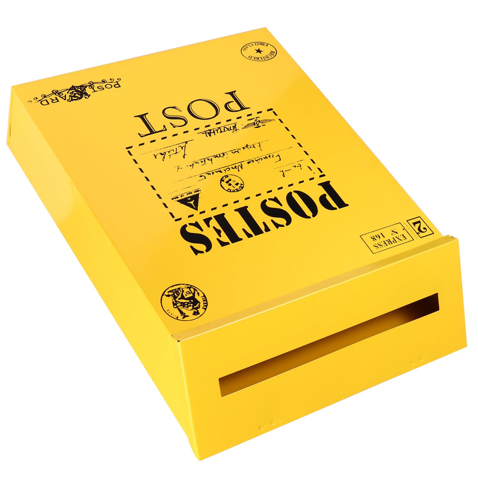 Boîte aux lettres rétro en fer ornement vintage jaune de rangement de courrier