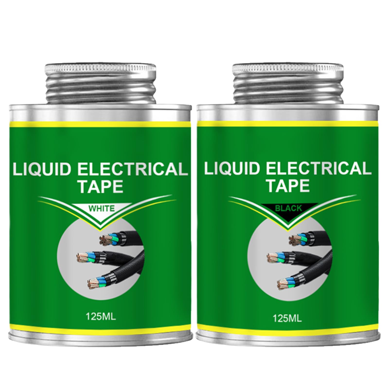 Liquid Electrical Tape(Black+White) 2pcs- Flexible Rubberized Coating for Wires,Cables & Plumbing,Waterproof Insulation Sealant,Dries Fast, Anti-Corrosion
