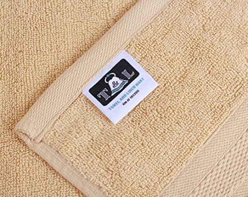 Image of Towel and Linen Mart 4 Pieces Bath Towel Sets - Beige - Soft Feel Luxurious,Quick Dry, Extra Absorbent, 100% Ring Spun Cotton 600 GSM (27 x 54)