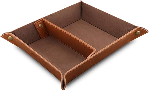 Miniatura 4 de Organizador de bandeja de cuero, práctico y ligero resistente al agua, caja de almacenamiento de escritorio para billeteras, relojes, llaves,