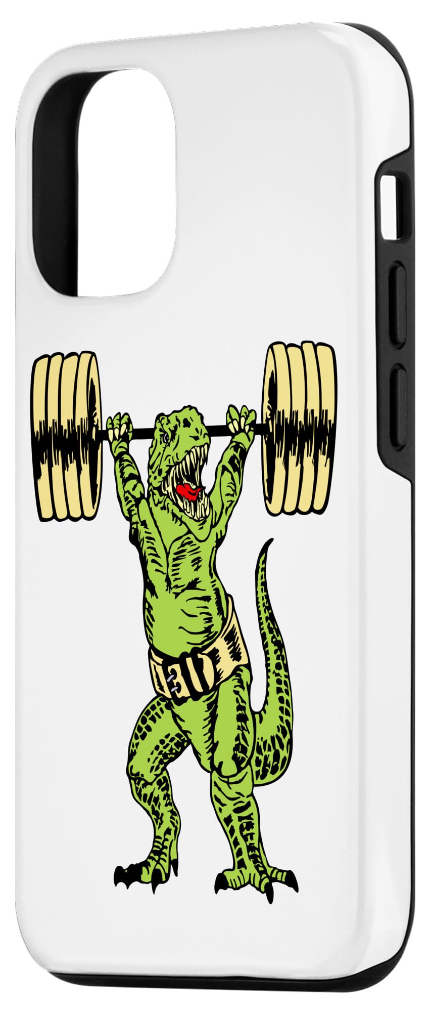 iPhone 13 Dinosaur Weight Lifting Barbells Fitness Animal Gym Workout Case