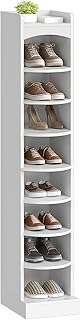 YATINEY 9-Tier Tall Shoe Rack, Wooden Shoe Storage Organizer, Narrow Sho...