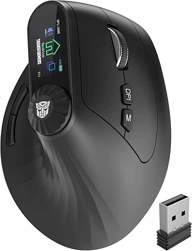 Transformers Vertical Ergonomic Mouse with LED Screen & Knob Control,