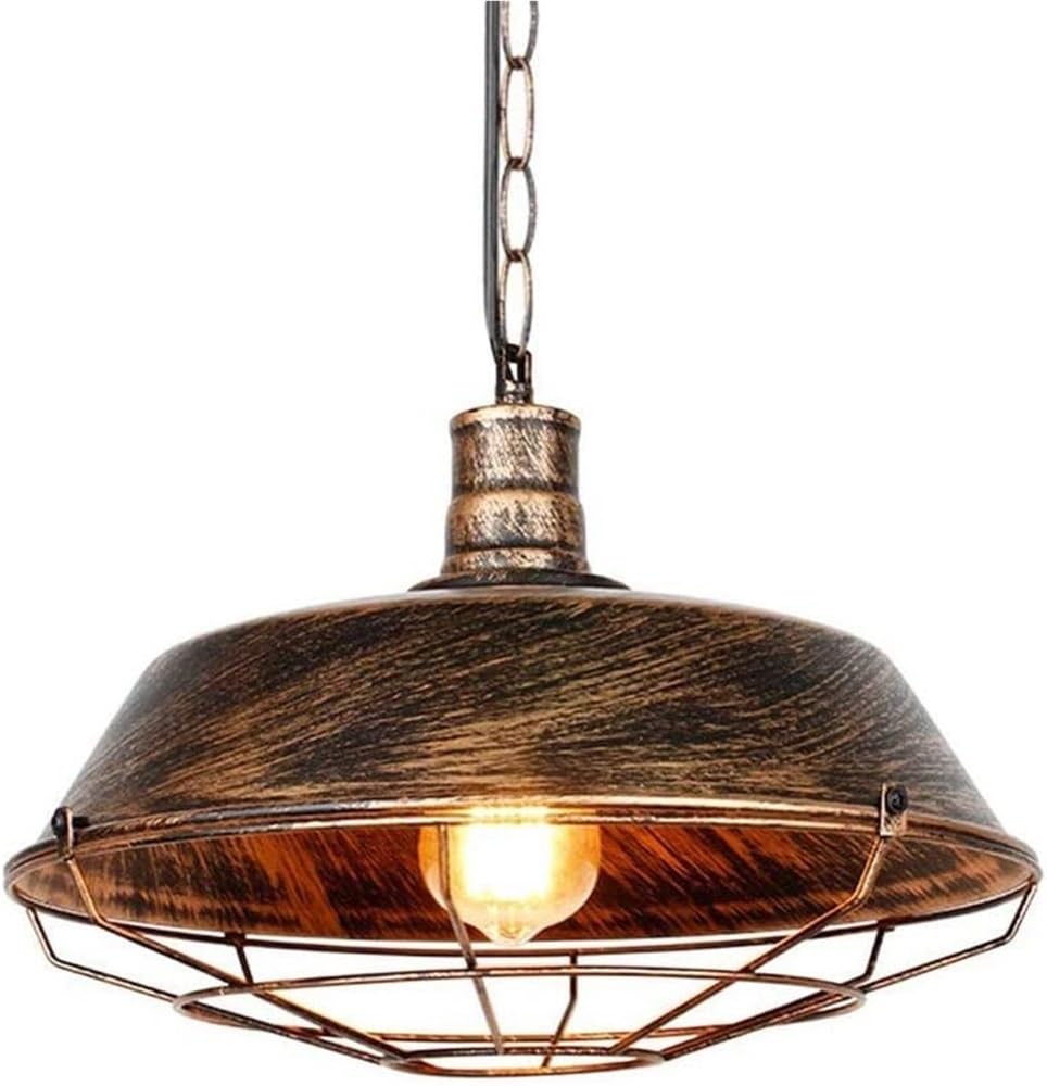 BLOOHK Vintage Industrial Cage Pendant Light, Retro Hanging Chandelier Adjustable Chain E27 Ceiling Lamp for Dining Room, Kitchen Island, Living Room, Foyer