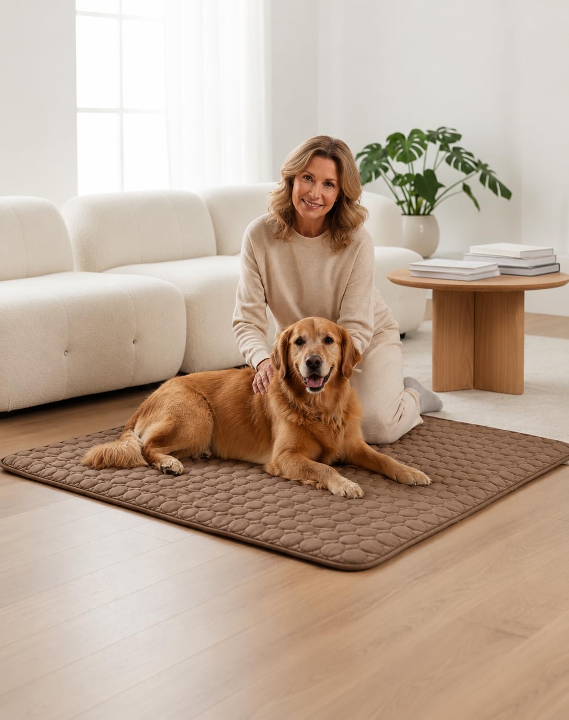 The Dog Hub Co Arctic Cooling Dog Mat, Gel-Free Washable Summer Mat for Dogs, Foldable Pet Bed for Home, Car & Travel (Brown, M)