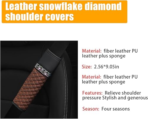 Miniatura 3 de AICEL 2 fundas para cinturón de seguridad para automóvil, correa de hombro con diamantes de imitación brillantes para una conducción más cómoda,