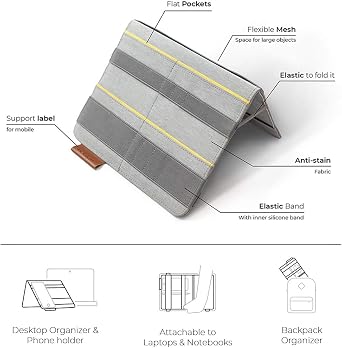 Beblau FOLD Portable TECH Organizer attachable to your Devices | Desk Sleeve | Gadget case | Working from Home Essentials | Laptop accessories | Backpack Insert | Portfolio |