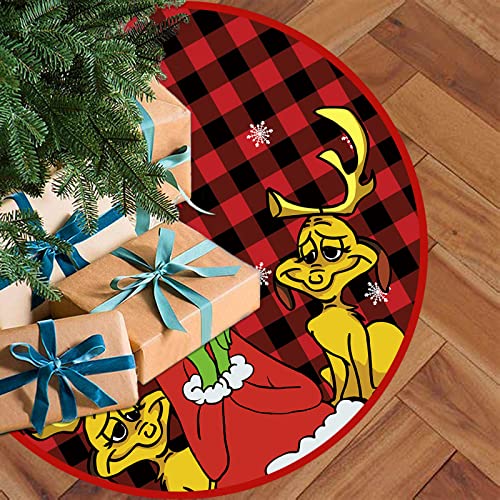 Christmas Tree Skirt 30Inch Black And Red Buffalo Check Xmas Tree Skirt For Merry Christmas Xmas Holiday Party Decorations #TOP3