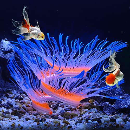 VOCOSTE Silicone Glowing Aquarium Changeable Anemone, for Fish Tank Blue - Image 2