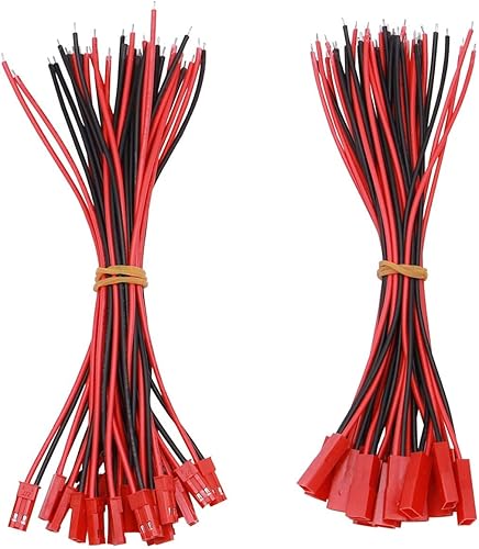 Babaobox 10 pares de conectores JST de 24 AWG, conector rojo de 2 pines, macho hembra de 5.906in, conector de enchufe para tira de lámpara LED,
