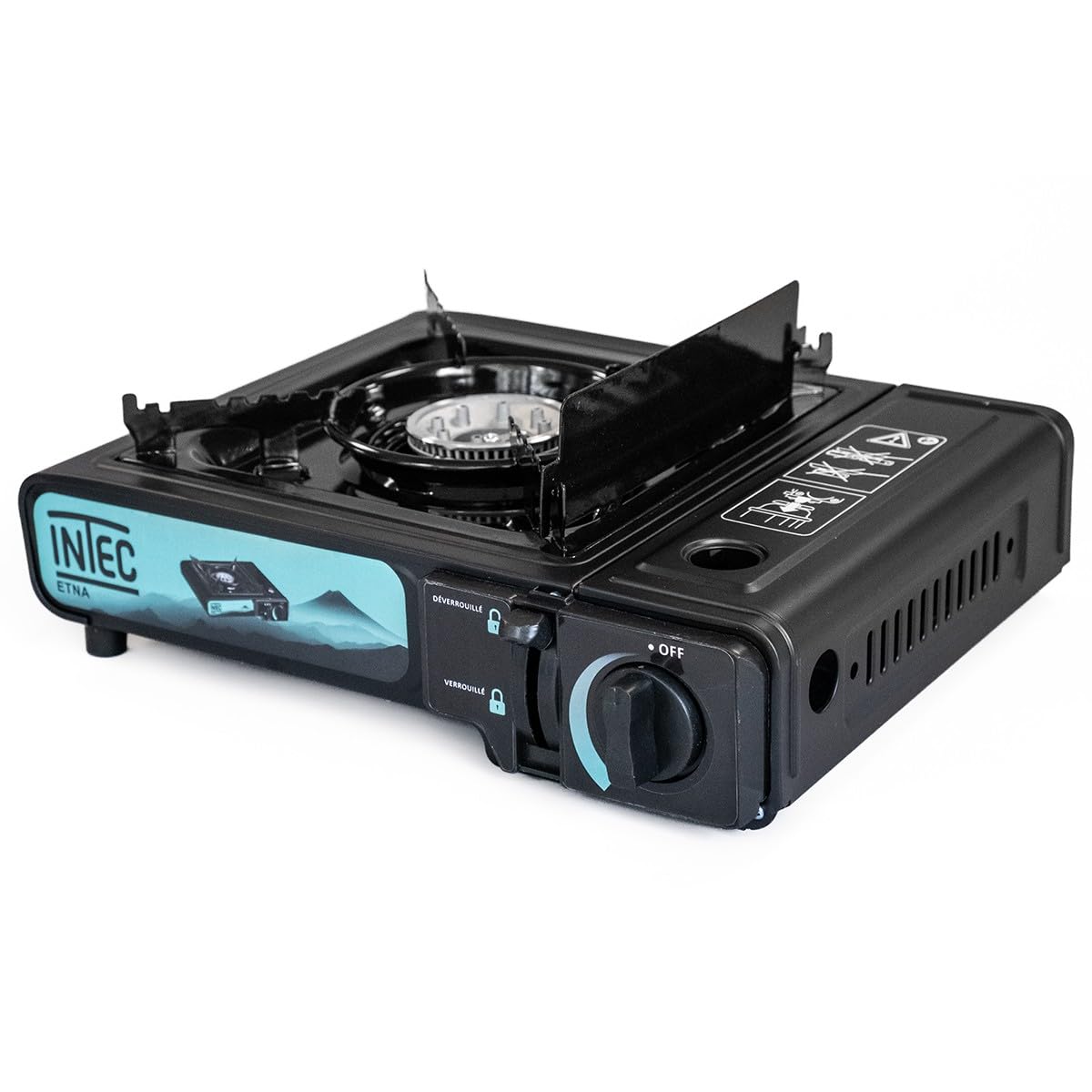 INTEC Przenośna kuchenka gazowa 2200 W + 12 kartuszy gazowych na kemping wycieczki piezo