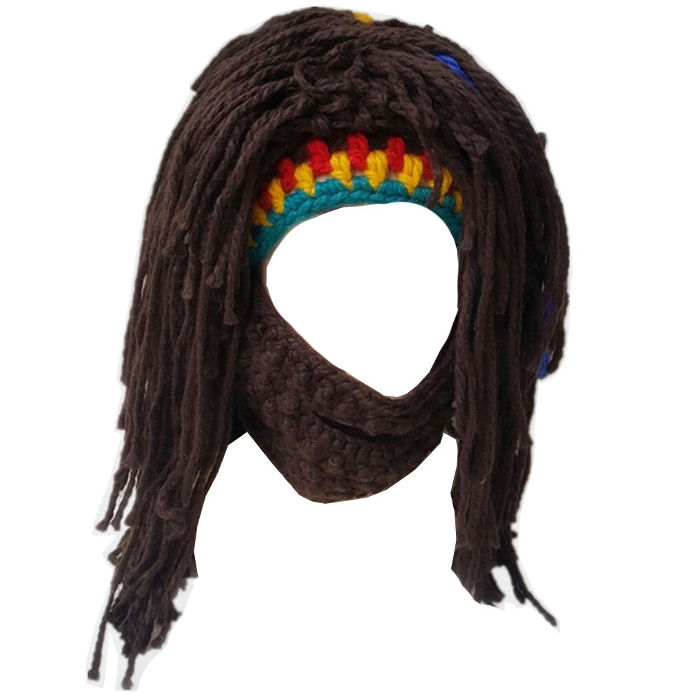 YEKEYI Wig Beard Hats Handmade Knit Warm Winter Caps Ski Funny Mask Beanie for Men Women YEKEYI