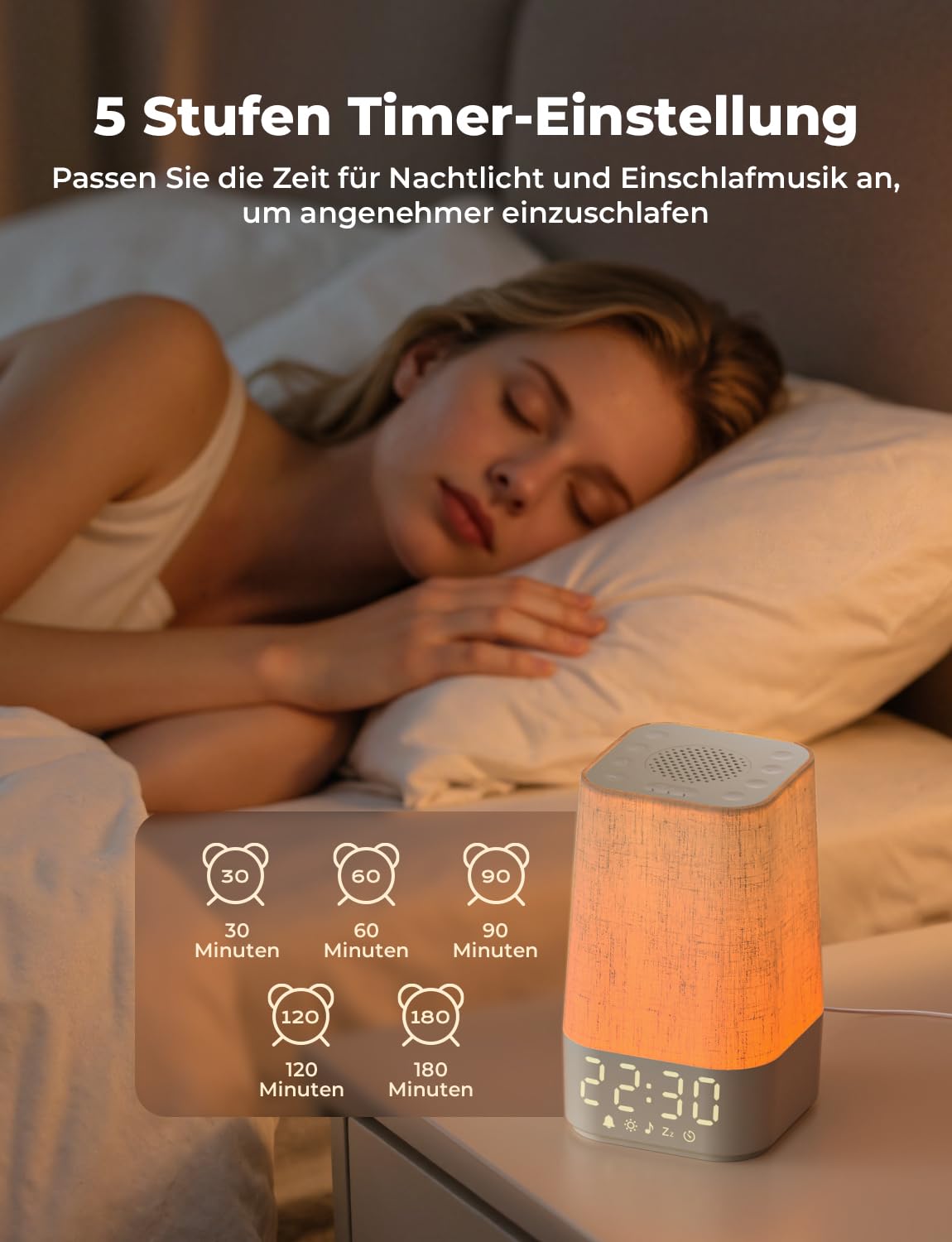 LIORQUE Tageslichtwecker Lichtwecker Wecker mit Licht Sonnenaufgang Wake Up Light Dimmbares Nachtlicht mit 20 Naturgeräuschen und 10 Weißrausch Lichtwecker Einschlafshilfe