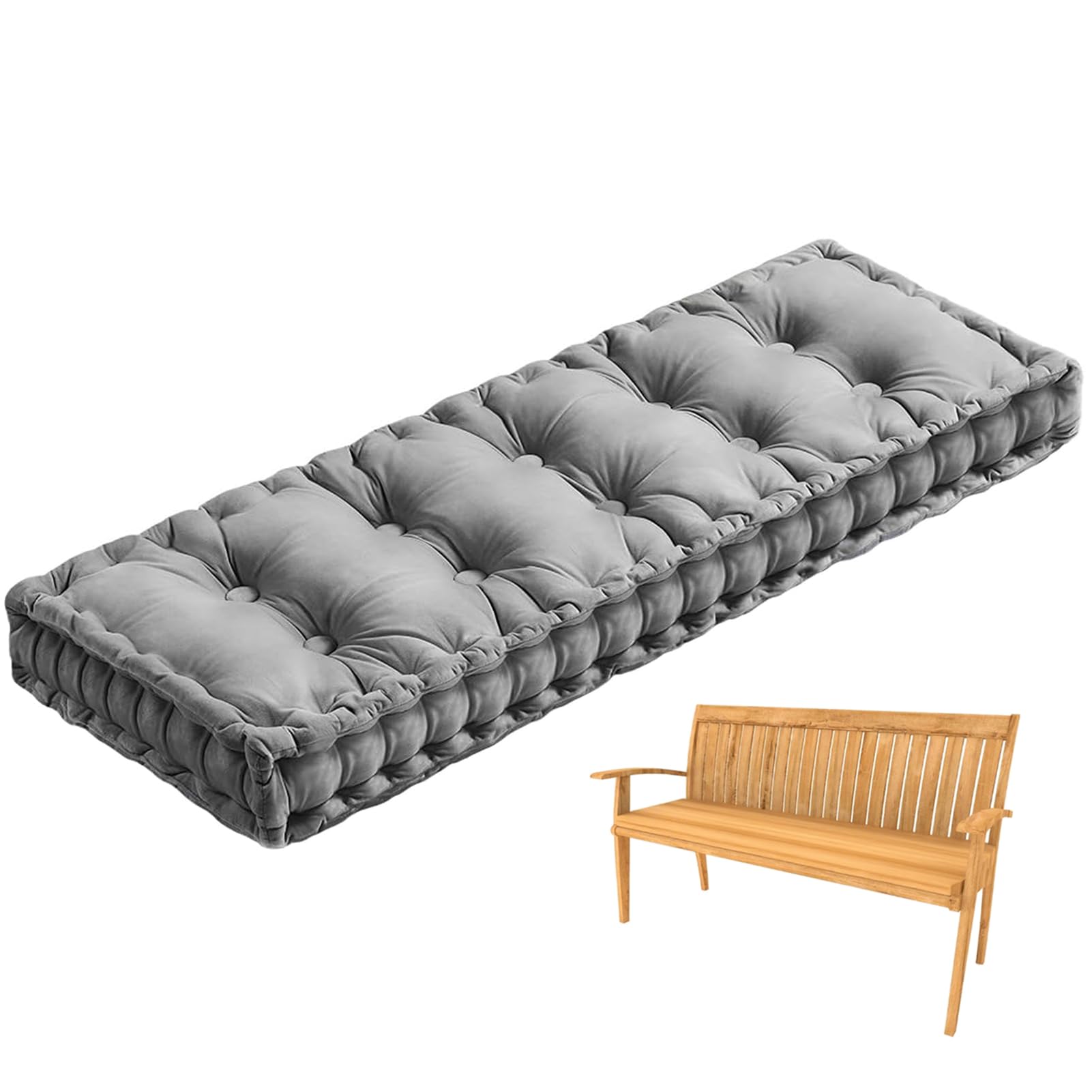 SoftBench Cush - Alfombrilla para asiento de jardín, 160 x 60 cm, color gris, ideal para terraza y alféizar de ventana