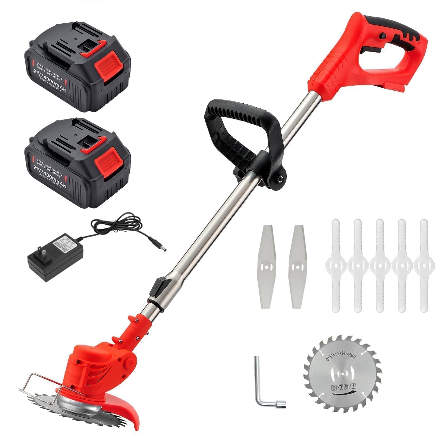 Cordless Grass Cutter Machine for Garden & Wireless Brush Cutter Machine with 2 Batteries, 3 Types Blades for Yard and Garden-image-46
