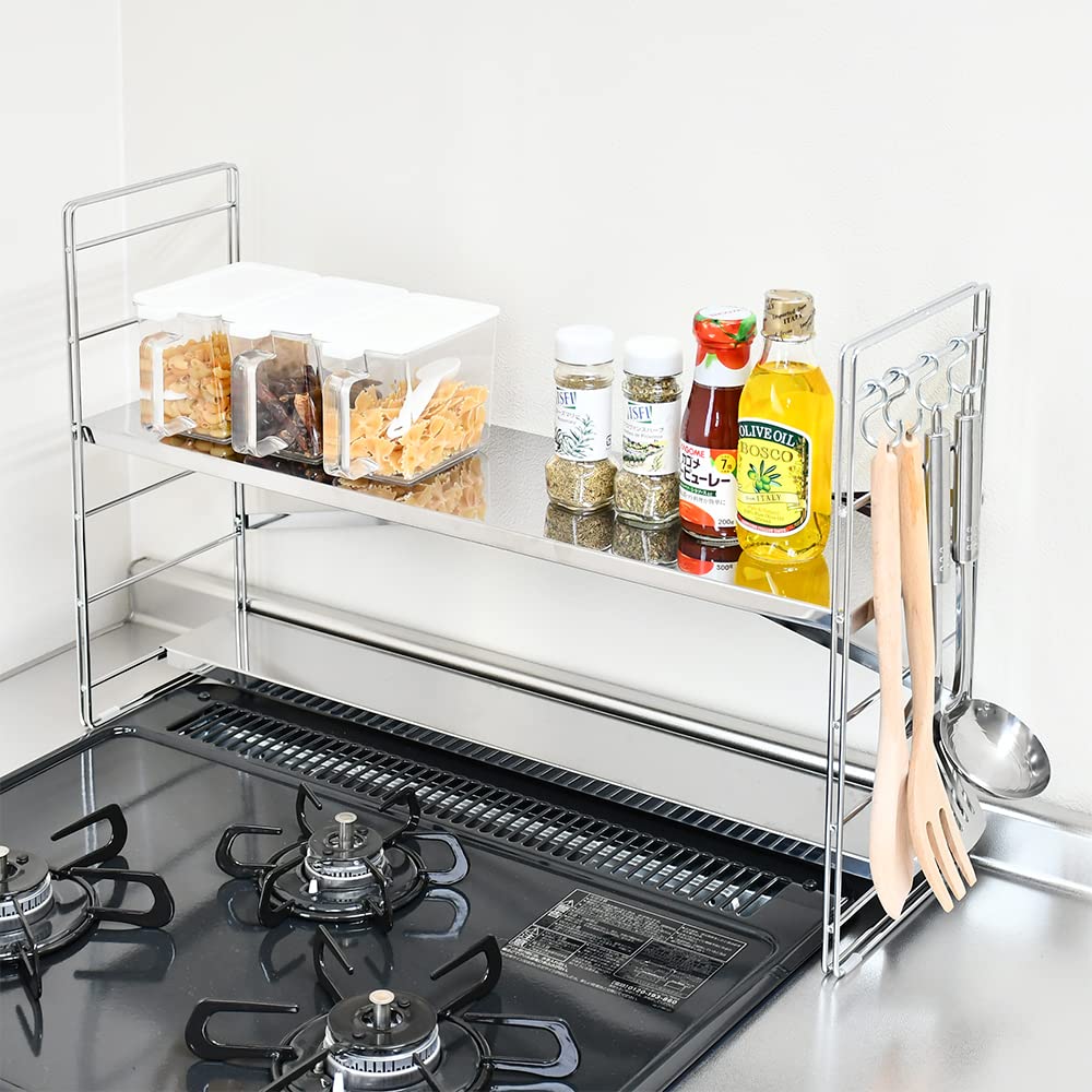 キッチン収納・ラック Kutani Amazon.co.jp: コンロ奥収納ラック スリム 棚 ステンレス 2段 幅65