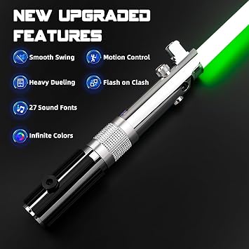 Saberforms Pixel Version Dueling Lightsaber, Motion Control Smooth Swing 27 Sound Fonts with Infinite Color Changing, Premium Metal Handle Light Saber for Adults and Kids Gift