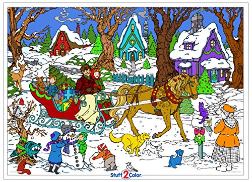 Sleigh Ride - Giant Christmas Coloring Poster - 32.5